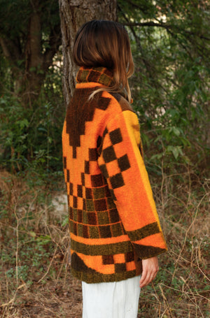 Fleece Blanket Peacoat XS (Geometric) - Carleen