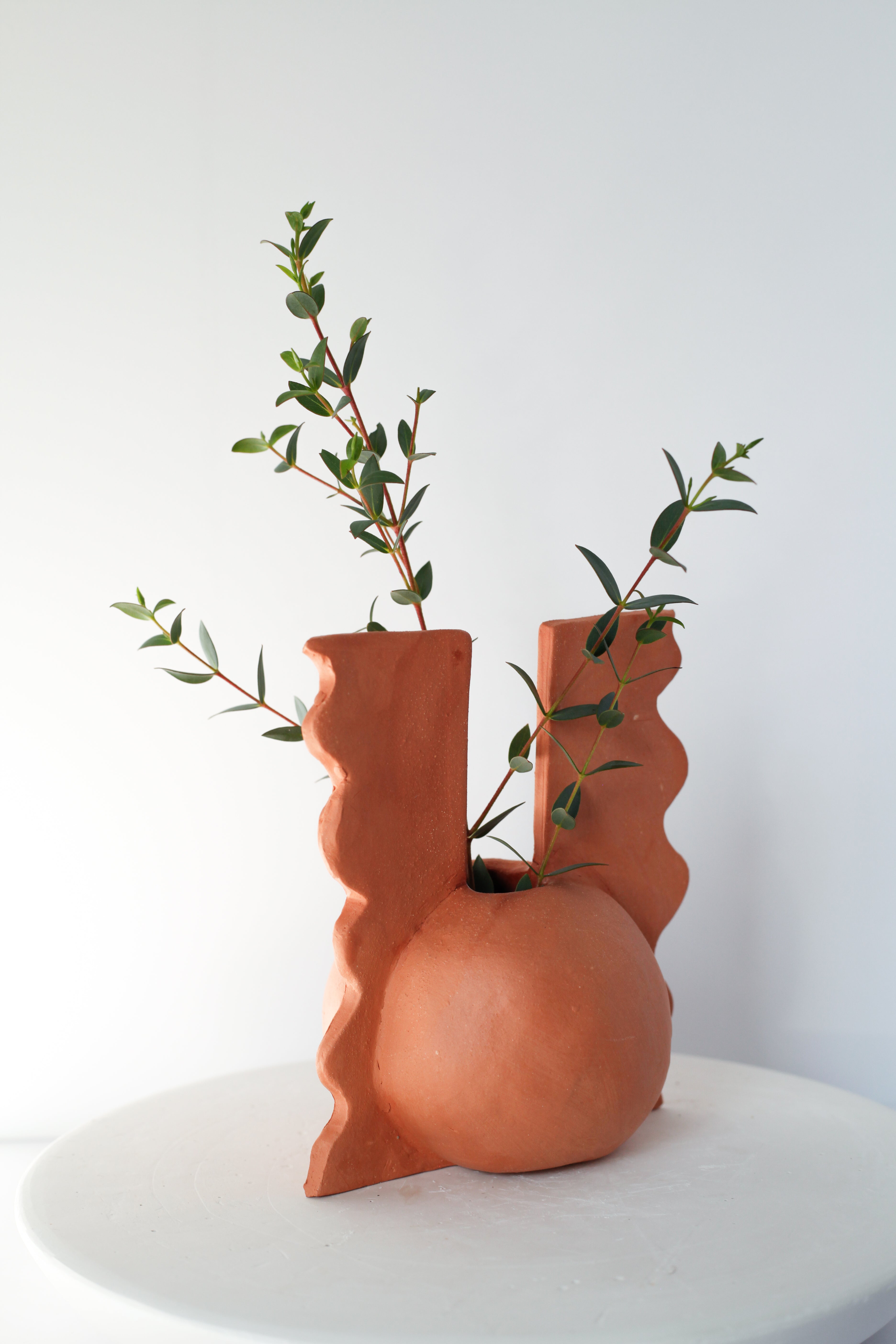 Terracotta Squiggle Vase