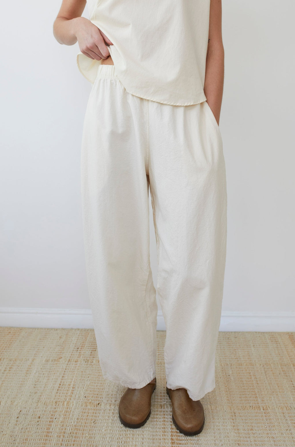 Wide Twill Trouser in Natural - Wol Hide