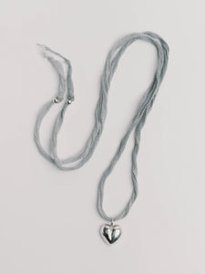 Joni Heart on Silk Cord Necklace
